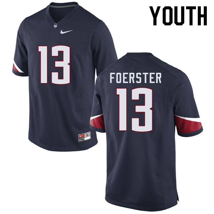 Youth #13 Miles Foerster Uconn Huskies College Football Jerseys Sale-Navy